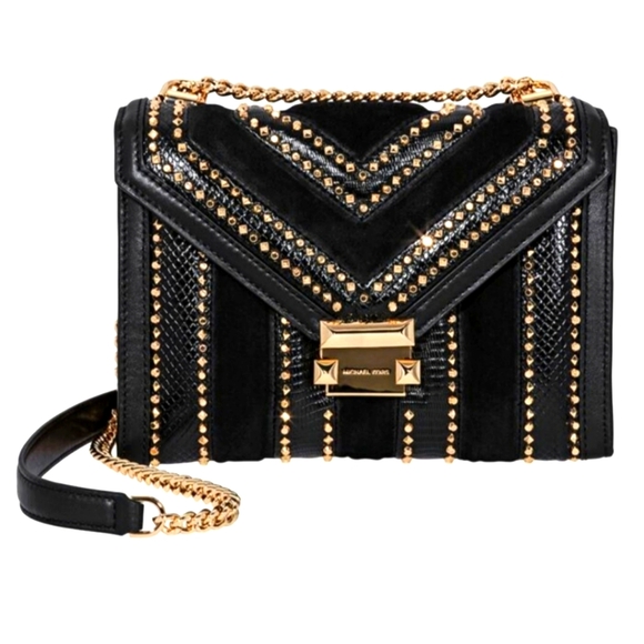 Michael Kors Black Gold Hardware Whitney Shoulder/Crossbody Bag - NWT! MSRP $458 - Picture 1 of 3